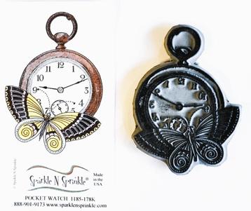 Cling stempel Pocket Watch Butterfly van Sparkle N Sprinkle beschikbaar voor biedingen