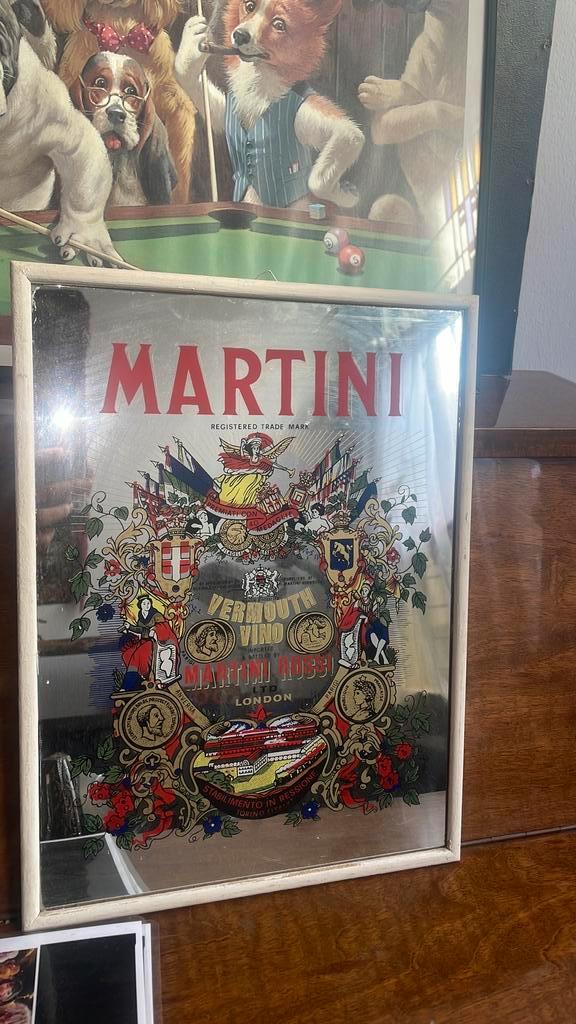 Vintage Martini reclame spiegel, Verzamelen, Merken en Reclamevoorwerpen, Zo goed als nieuw, Reclamebord, Ophalen