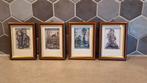 Set van 4 vintage ingelijste prenten - origineel Hummel, Verzamelen, Ophalen of Verzenden, Zo goed als nieuw, Prent