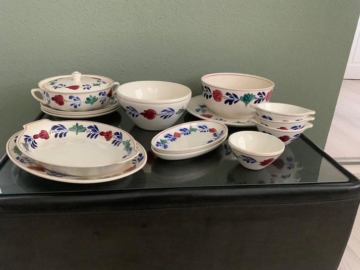 Boerenbont Boch servies 15 delen, Huis en Inrichting, Keuken | Servies, Gebruikt, Boerenbont, Aardewerk, Ophalen of Verzenden