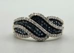 Gouden Vintage ring diamanten en blauwe diamanten. 2025/423, 18 tot 19, Blauw, ., Ophalen of Verzenden