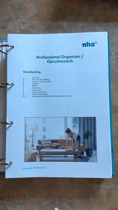 NHA Professional Organizer / Opruimcoach  Cursus Opleiding, Boeken, Studieboeken en Cursussen, Zo goed als nieuw, HBO, Alpha, Ophalen of Verzenden