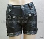 Leather Look Wetlook Shorts maat S/M en L/XL Hotpants (352), Kort, Zwart, Maat 46/48 (XL) of groter, Nieuw