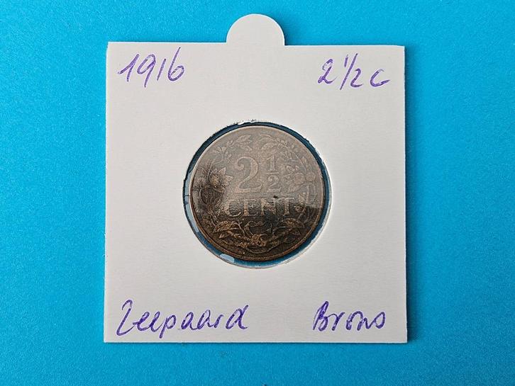 2,5 cent uit 1916, Postzegels en Munten, Munten | Nederland, Losse munt, Overige waardes, Koningin Wilhelmina, Verzenden