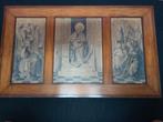 Antiek religieus drieluik in houten lijst, Antiek en Kunst, Ophalen of Verzenden