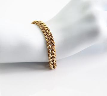 18 krt gouden gourmet schakelarmband - korte maat beschikbaar voor biedingen