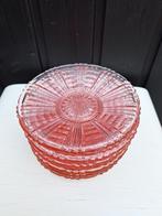 Roze glas gebaksbordjes schotels vintage brocante 10 stuks, Ophalen of Verzenden