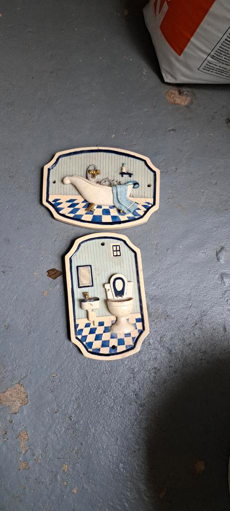 Vintage Badkamer Wanddecoratie Set, Huis en Inrichting, Woonaccessoires | Wanddecoraties, Gebruikt, Ophalen of Verzenden
