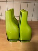 Lime groene vaasjes, Huis en Inrichting, Minder dan 50 cm, Groen, Glas, Ophalen of Verzenden