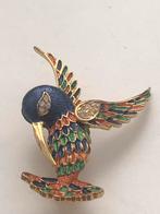 Kleurrijke kolibrie broche met strasstenen, Ophalen of Verzenden, Zo goed als nieuw, Overige kleuren, Overige materialen