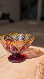Antiek / Vintage boho Tsjechische geslepen glascompote, Antiek en Kunst, Antiek | Glas en Kristal, Ophalen of Verzenden
