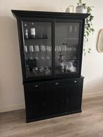 Zwarte Buffetkast met Glazen Deuren, Huis en Inrichting, Ophalen, Gebruikt, 100 tot 150 cm, Glas