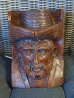 Houten Beeld: Man met Hoed, Antiek en Kunst, Ophalen of Verzenden