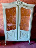 Vintage kast legkast servieskast mint groen glas in lood, 100 tot 150 cm, Glas, Ophalen of Verzenden, 150 tot 200 cm