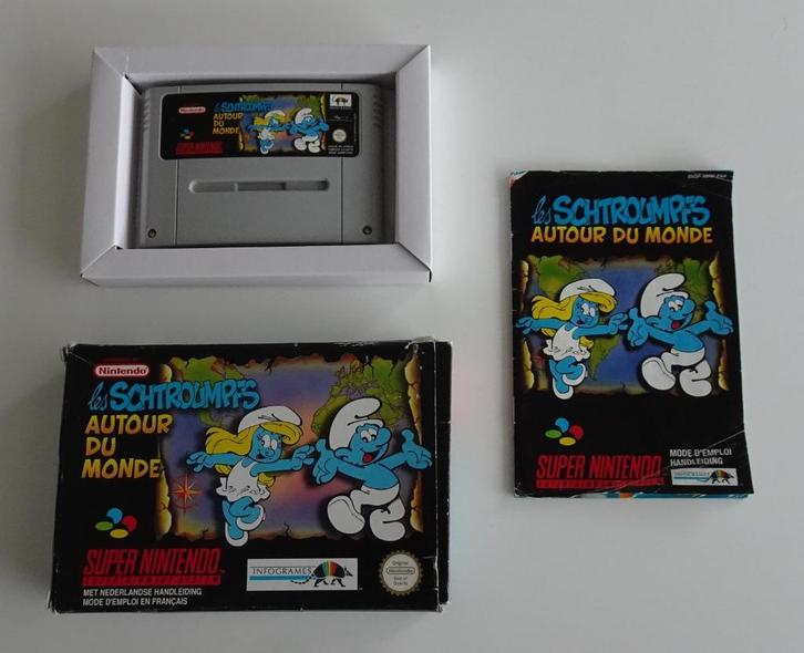 De Smurfen: Verkennen de Wereld compleet voor Super Nintendo, Spelcomputers en Games, Games | Nintendo Super NES, Zo goed als nieuw
