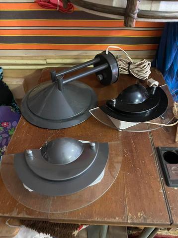 3 vintage Dijkstra wandlampen, jaren 70/80, grijs zwart beschikbaar voor biedingen