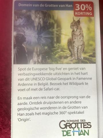 Domein van de Grotten van Han Dierentuin Voordeelbon beschikbaar voor biedingen