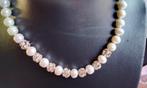 Uniek Zeldzame Ketting Gekweekt Echte Parels 10mm ZILVER 925, Sieraden, Tassen en Uiterlijk, Kettingen, Met edelsteen, Wit, Nieuw
