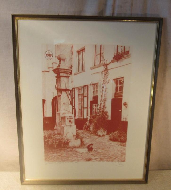 Prachtige Litho 'Oude Waterpomp - De Koninck' - K Moers, Antiek en Kunst, Kunst | Litho's en Zeefdrukken, Ophalen of Verzenden