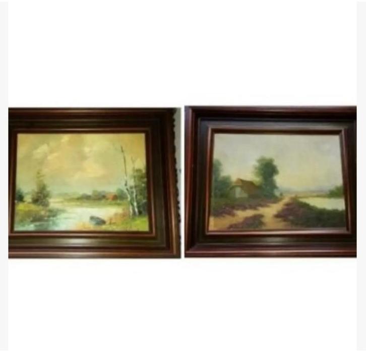 Set van twee Olieverf schilderijen in perfecte conditie, Antiek en Kunst, Kunst | Schilderijen | Klassiek, Ophalen of Verzenden