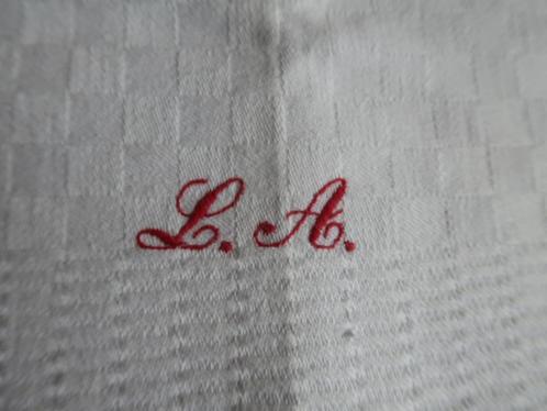 Antieke doek blokpatroon hand geborduurd monogram izgst, Antiek en Kunst, Antiek | Kleden en Textiel, Ophalen of Verzenden