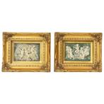 Set van 2 Ingelijste Plaquettes Albast Biggs and Sons London, Antiek en Kunst, Ophalen of Verzenden