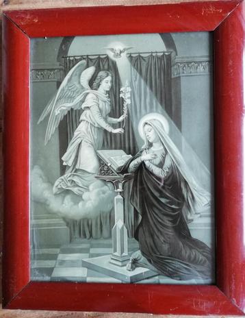 ANNUNCIATIE. Aartsengel Gabriel bezoekt Maria. Ca 1900.  beschikbaar voor biedingen