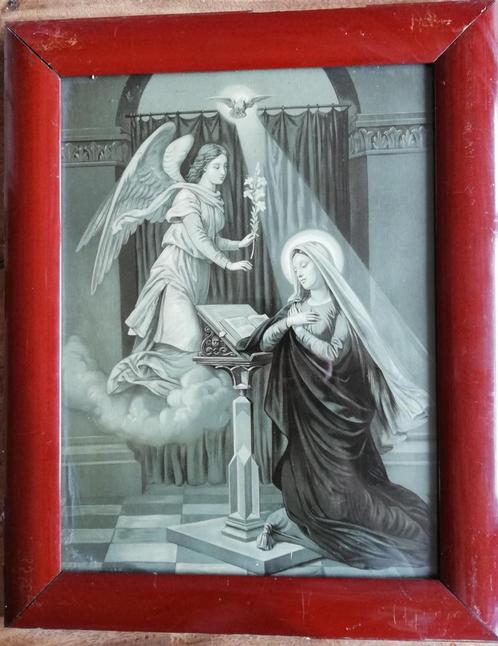 ANNUNCIATIE. Aartsengel Gabriel bezoekt Maria. Ca 1900., Verzamelen, Religie, Zo goed als nieuw, Overige typen, Ophalen