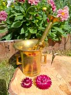 Zware koperen/messing vijzel met stamper, vintage, Ophalen of Verzenden