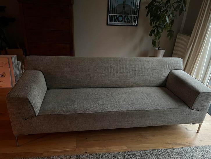Design on stock | Bloq bank met hocker grijs gemeleerd, Huis en Inrichting, Banken | Bankstellen, Gebruikt, Driepersoons, 200 tot 250 cm