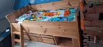 Steigerhouten kajuitbed, Ophalen, 85 tot 100 cm, Zo goed als nieuw, Matras
