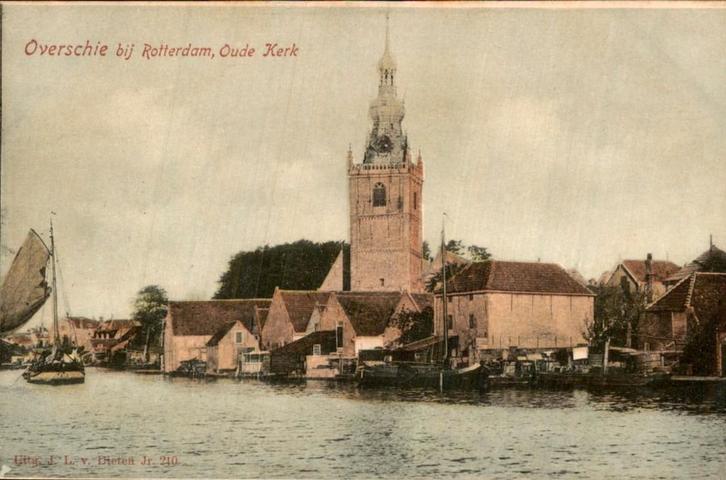 Overschie bij Rotterdam - Oude Kerk, Verzamelen, Ansichtkaarten | Nederland, Ongelopen, Zuid-Holland, Voor 1920, Ophalen of Verzenden
