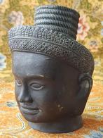 Mooi antiek brons hoofd uit Cambodja van Vishnu 14,5 cm., Ophalen of Verzenden