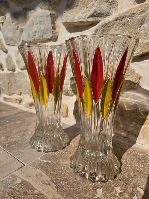 2 antieke Franse Art Deco vazen handbeschilderd begin 1900, Antiek en Kunst, Antiek | Glas en Kristal, Ophalen of Verzenden