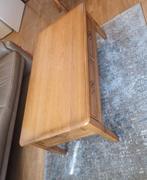Licht eiken salontafel met grote lade, Ophalen, 100 tot 150 cm, 50 tot 100 cm, Zo goed als nieuw
