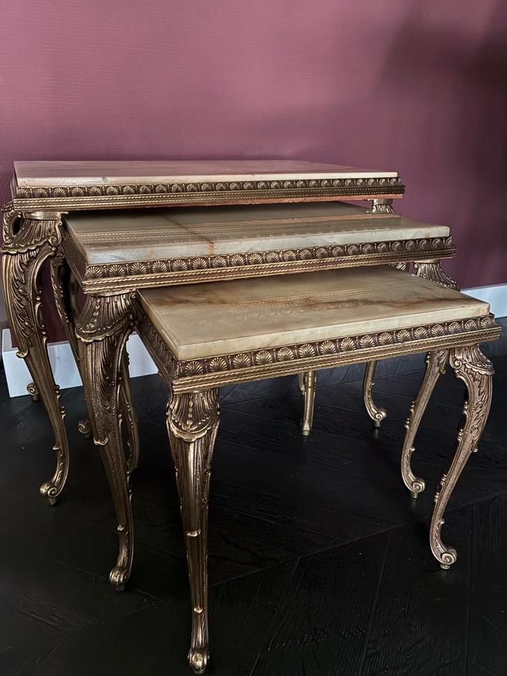 Vintage Minitafels - Set van 3, Huis en Inrichting, Tafels | Sidetables, Gebruikt, 25 tot 50 cm, Minder dan 50 cm, Rechthoekig