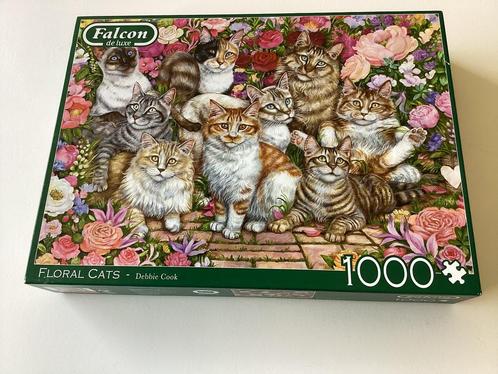 Nieuwe Falcon puzzel poezen tussen bloemen Debbie Cook, Hobby en Vrije tijd, Denksport en Puzzels, Nieuw, Legpuzzel, 500 t/m 1500 stukjes