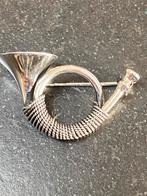 Posthoorn broche zilver, Sieraden, Tassen en Uiterlijk, Broches, Ophalen of Verzenden, Zo goed als nieuw, Zilver