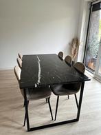 Marmeren eettafel zwart 160x90, 150 tot 200 cm, Rechthoekig, Ophalen of Verzenden, Zo goed als nieuw