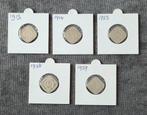 5 x 5 cent 1913-1914-1923-1938-1939 nederland stuiver, Verzenden, Koningin Juliana, 5 cent, Setje