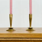 2 Deense vintage KANDELAARTJES messing brass Mid Century, Huis en Inrichting, Woonaccessoires | Kandelaars en Kaarsen, Gebruikt