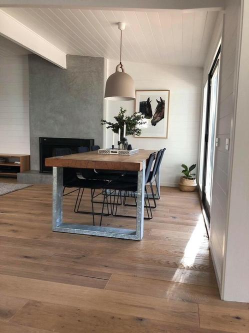 EIKEN VINTAGE VLOER, RUSTIEK GEBORSTELD EN KLEURLOOS GEOLIED, Huis en Inrichting, Stoffering | Vloerbedekking, Nieuw, 75 m² of meer