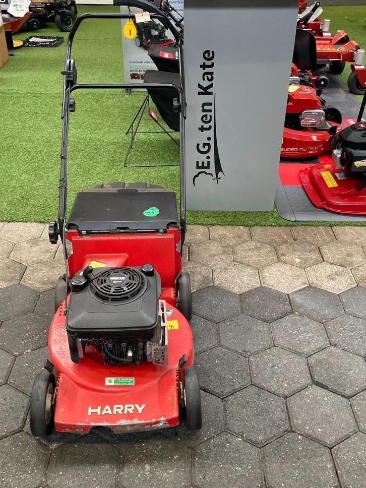 Harry cirkelmaaier met opvangbak geelnr1, Tuin en Terras, Grasmaaiers, Gebruikt, Benzine-grasmaaier, 40 t/m 49 cm, Cirkelmaaier