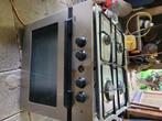 Zanussi RVS inbouwoven met gaskookplaat en wasemkap, Gebruikt, Oven, Inbouw, 45 tot 60 cm