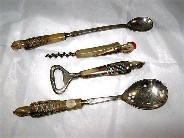 Barset / cocktailset hoorn met messing (5074), Antiek en Kunst, Curiosa en Brocante, Ophalen