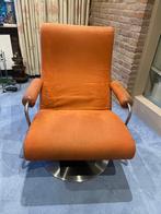 Retro oranje draai fauteuil, Huis en Inrichting, Fauteuils, Ophalen, Gebruikt, 75 tot 100 cm, Stof