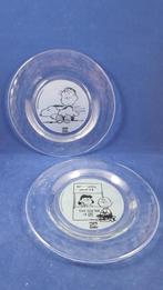 2 x glazen bordje Snoopy, Peanuts, 50 jaar jubileum. 5B2, Verzamelen, Gebruikt, Ophalen of Verzenden, Snoopy, Gebruiksvoorwerp