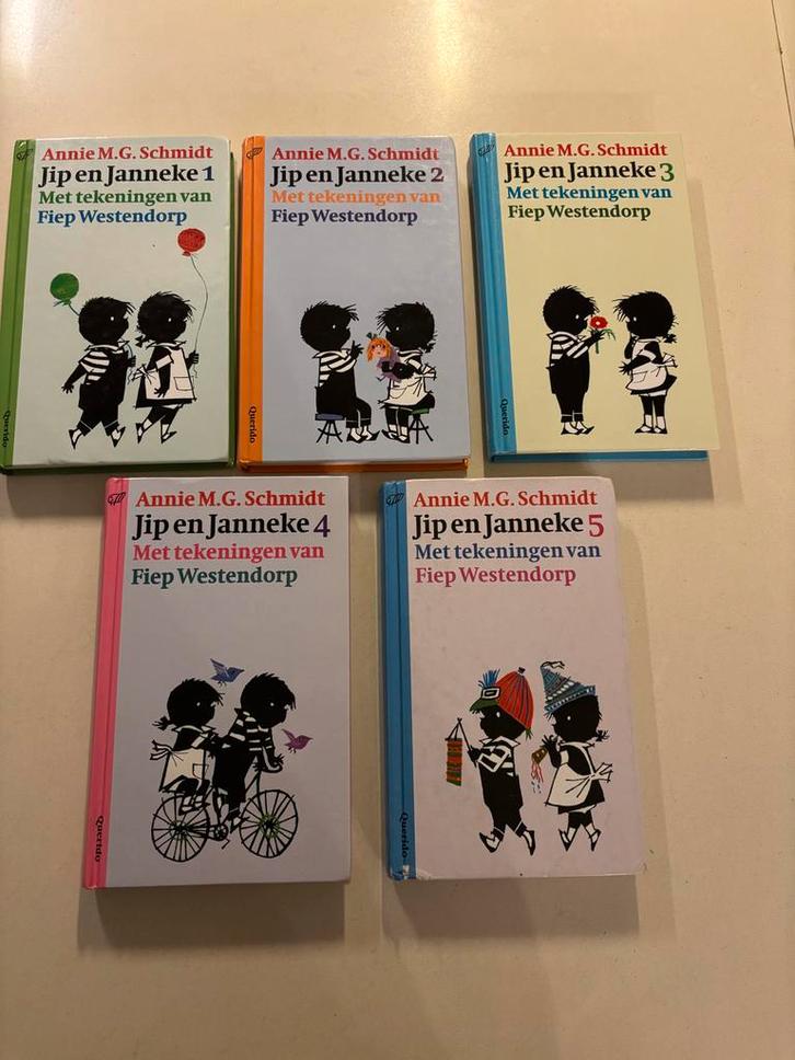 Jip en Janneke 1-5 - Annie M.G. Schmidt complete set!, Boeken, Kinderboeken | Jeugd | onder 10 jaar, Gelezen, Fictie algemeen