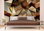 Fotobehang / Behang - Industrieel - Bronzen 3D Geometrie, Verzenden, Minder dan 10 m², Bruin, Industrieel