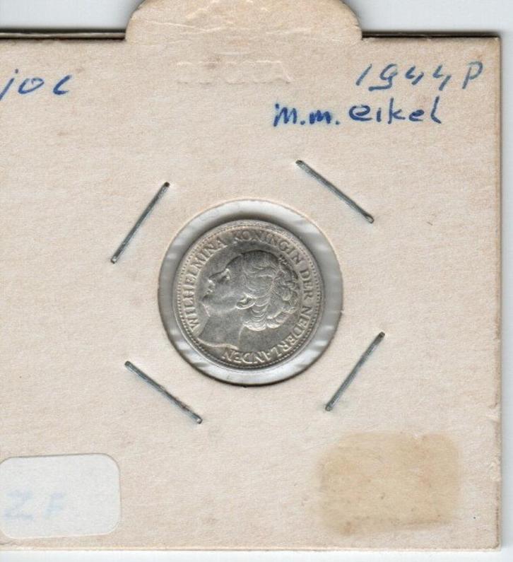 10 Cent 1944pe, Postzegels en Munten, Munten | Nederland, Losse munt, 10 cent, Koningin Wilhelmina, Zilver, Ophalen of Verzenden